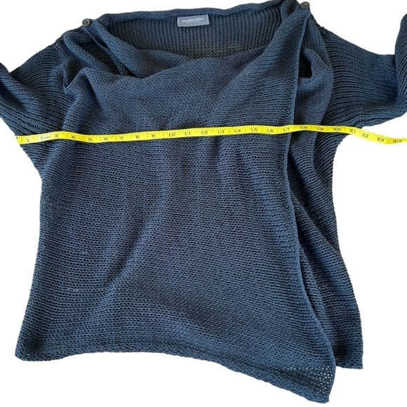 Wooden Ships Draped Cross Front Button Knit Sweater Navy Blue Size M/L - Picture 9 of 12